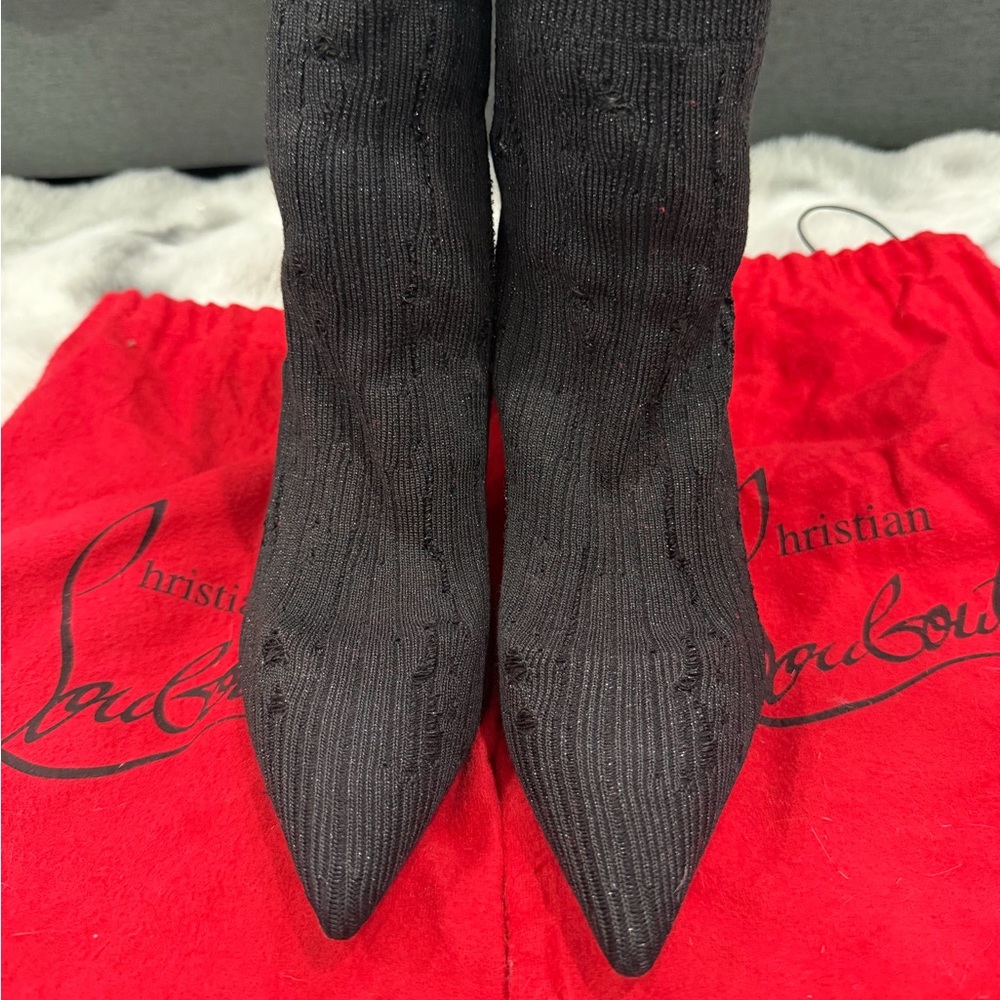 Christian Louboutin Black Heeled Sock Boots - Picture 5 of 8